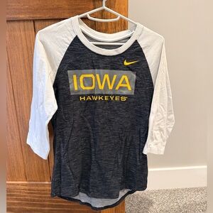 Nike Women’s Iowa Hawkeyes 3/4 Sleeve Tee - Black and White Size XS